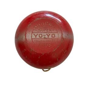 Duncan Super YO-YO Tournament Tops Wooden Red With Silver Stripe VINTAGE